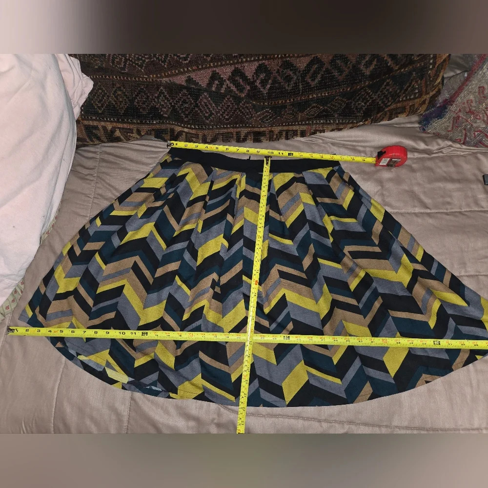 NWT Relished Pleated Chevron Print Skirt - Yellow, Gray & Black Sz XL - Picture 15 of 15
